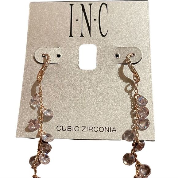 NWT INC International Concepts cubic zirconia gold tone long earrings - Picture 1 of 7
